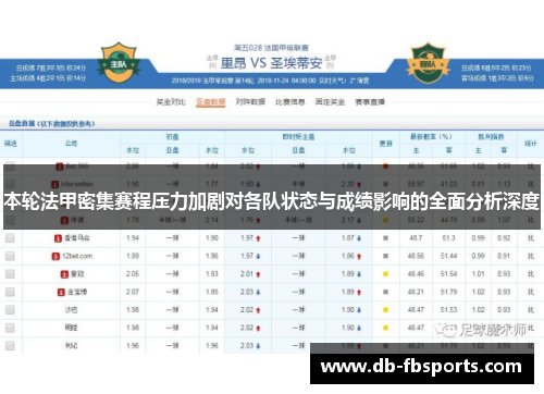 本轮法甲密集赛程压力加剧对各队状态与成绩影响的全面分析深度